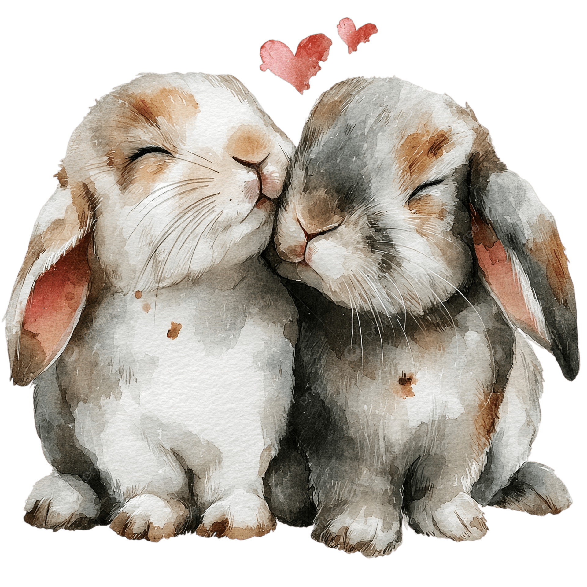 Pngtree valentine bunnies watercolor clipart png image 21191911